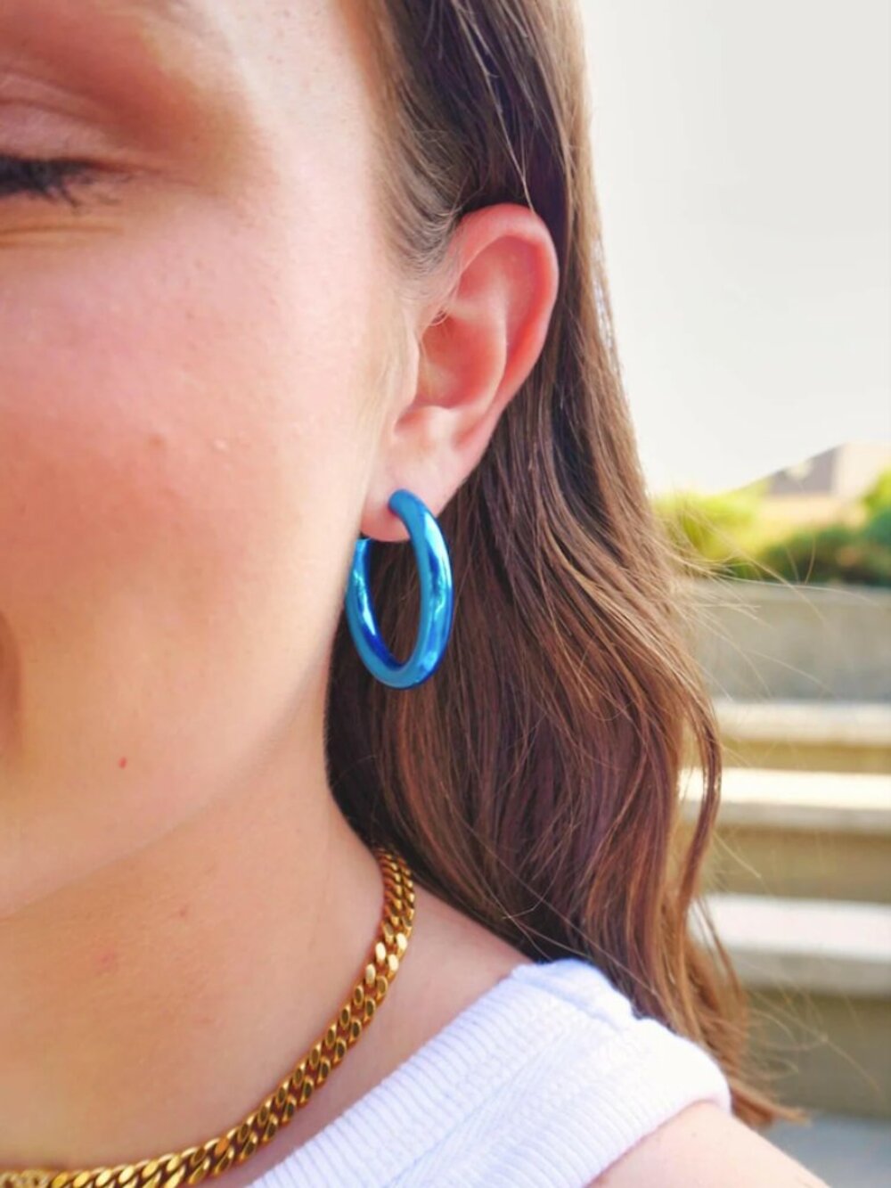 cult gaia Blue Hoop Earrings with Yellow Accent - Picture 2 of 2